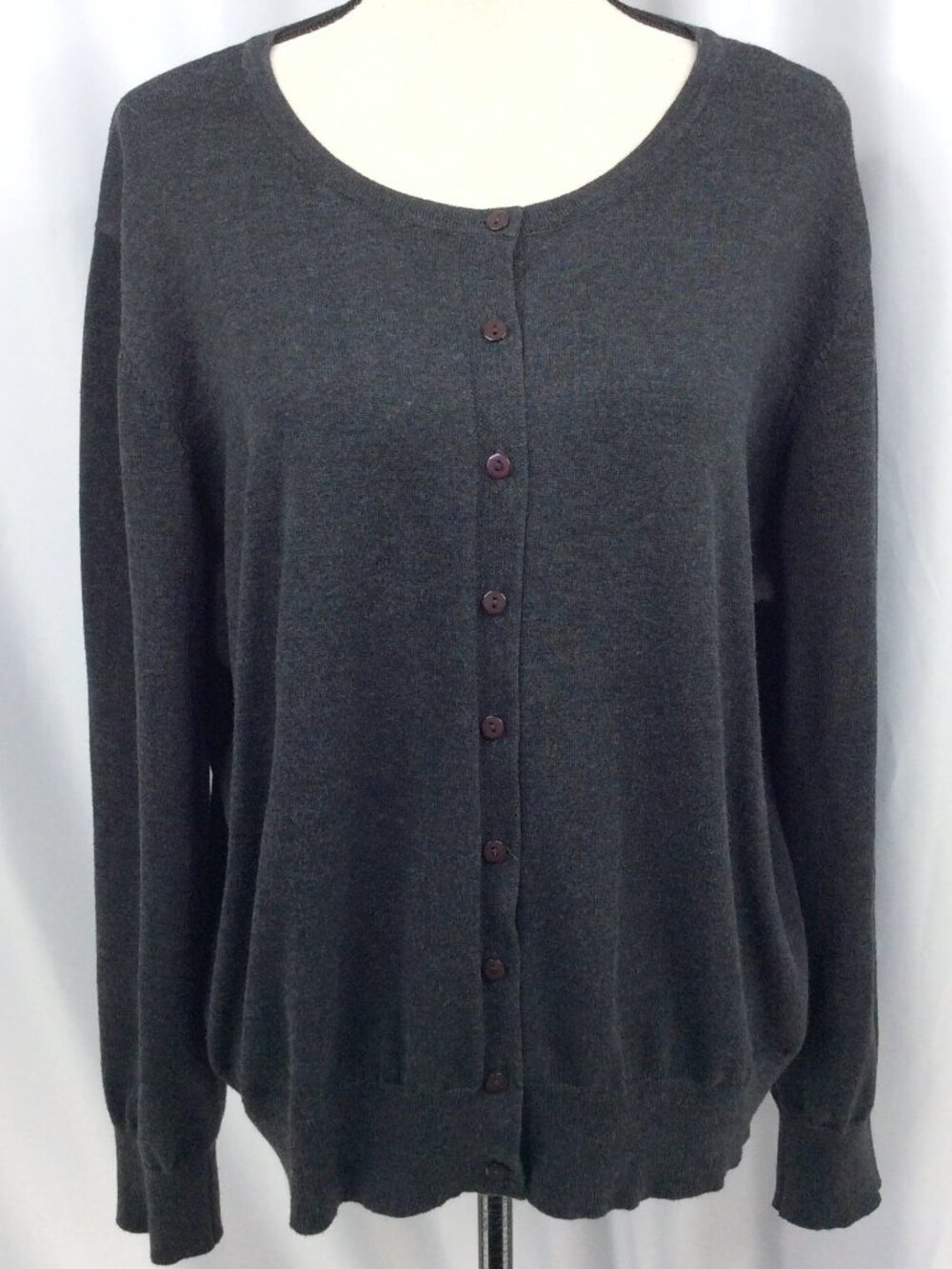 GRACE KARIN Women's 3XL Button Down Crew Neck Classic Cardigan Sweater Gray‎